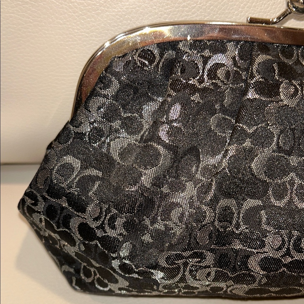 Coach Optic C Mini Signature Lurex Black Wristlet Clutch - Picture 5 of 17